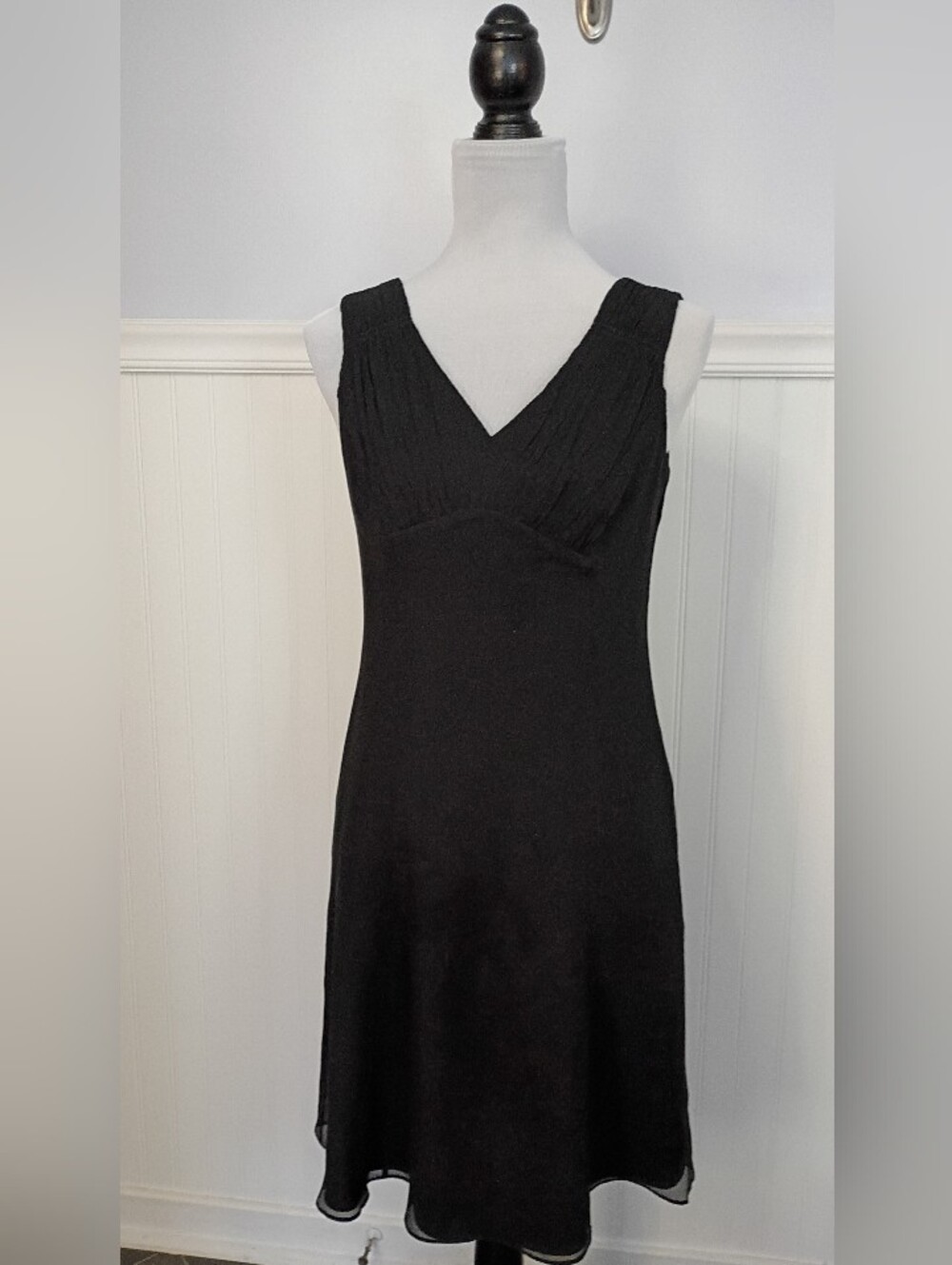 Talbots Petite Silk Crepe Flowy Cocktail Little Black Dress Sleeveless Size 6